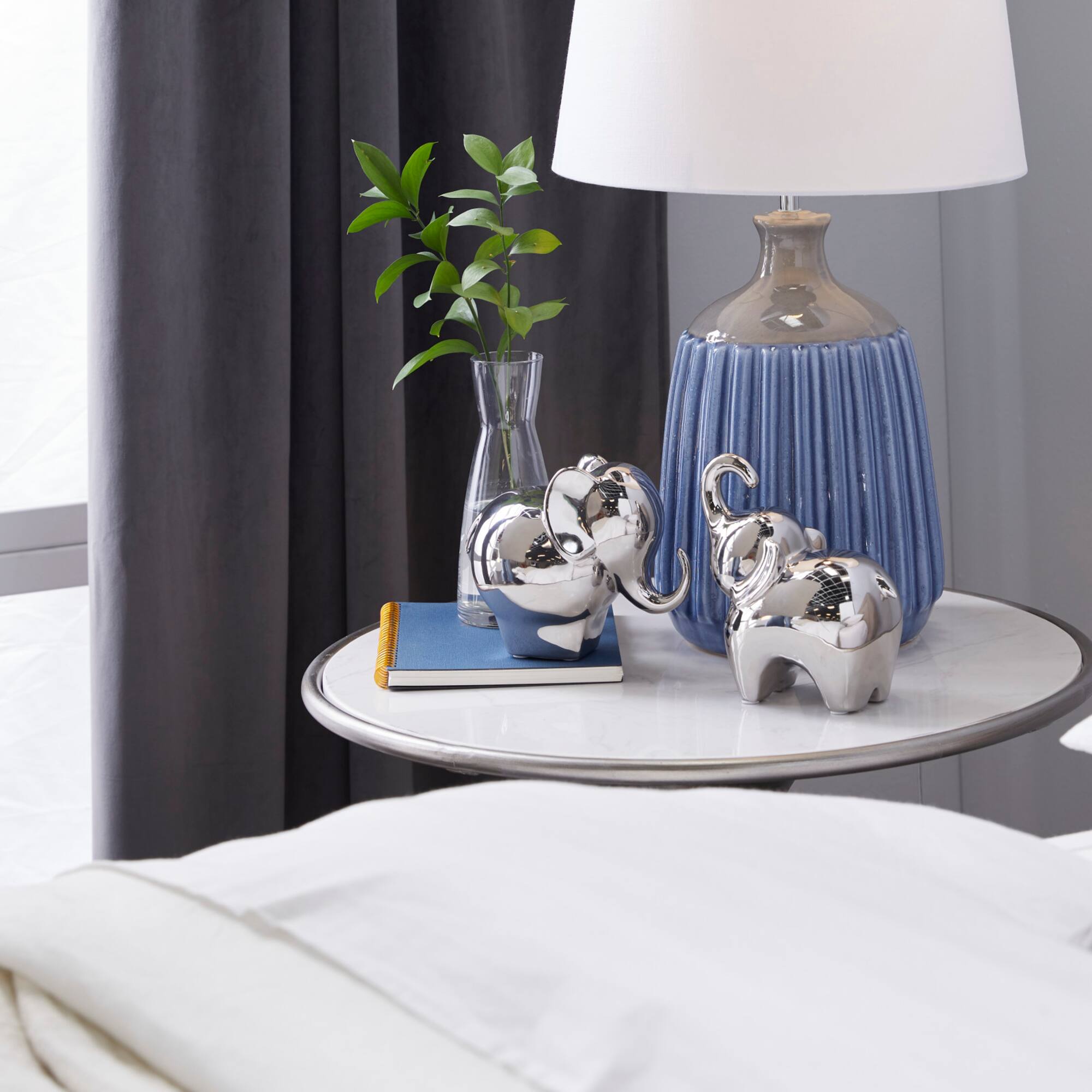 Silver Contemporary Elephant Sculpture Set
